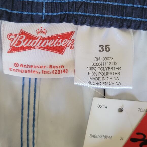 NWT Budweiser Size 36 Tie Dye Drawstring Board Shorts Swim Trunks Pocket - Picture 11 of 14